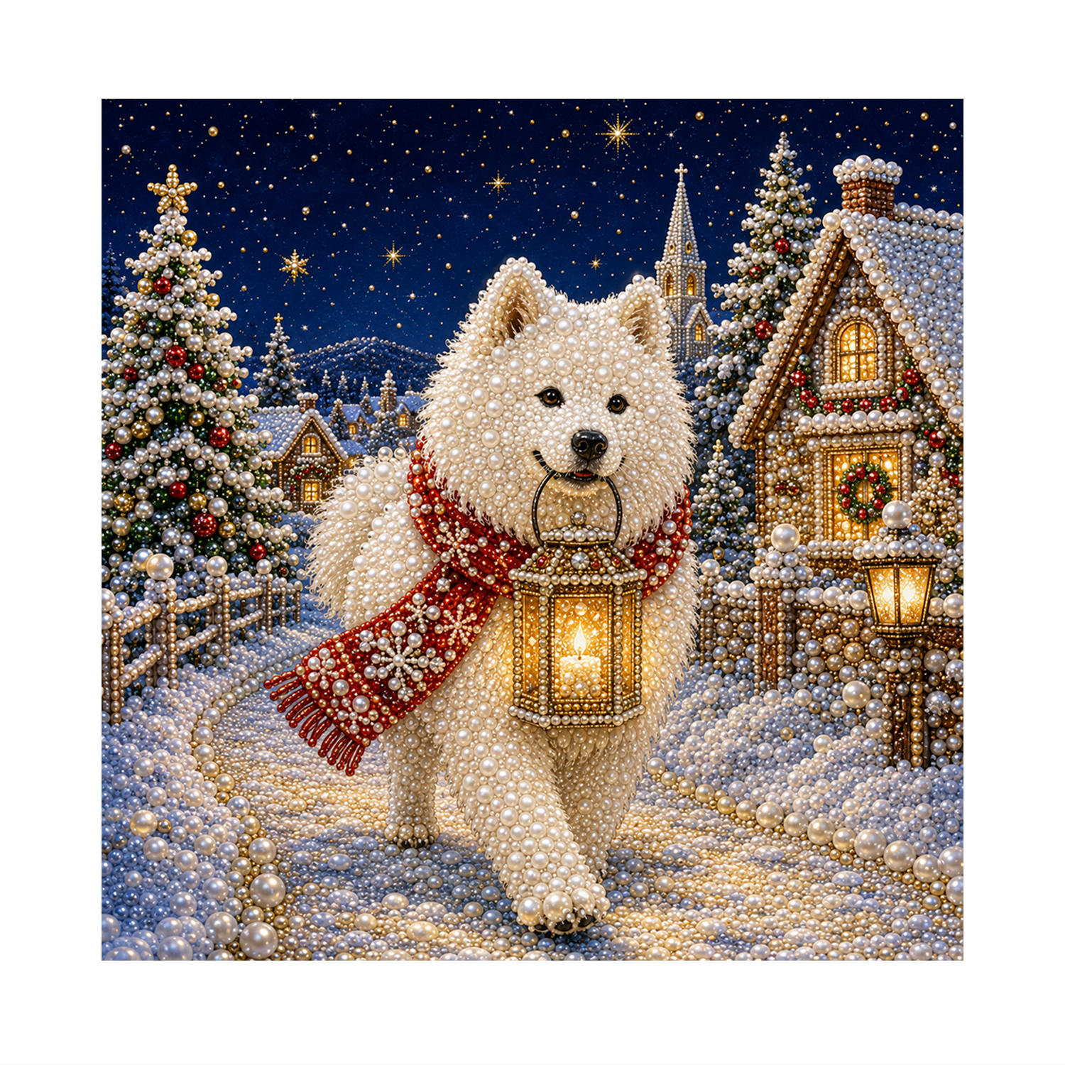 ZZC0977 Christmas Animal Dog Pearl Painting