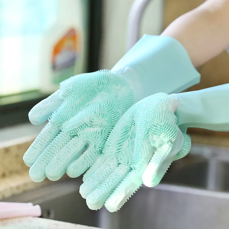 B19 Silikon wäscher handschuhe Silikon handschuhe zum Geschirrs pülen Magic Silicone Geschirrs pül handschuh
