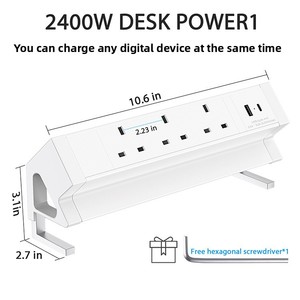 实用双夹台式USB插座热卖3孔3AC电源台式插座，额定电流为13A - Product Image 5
