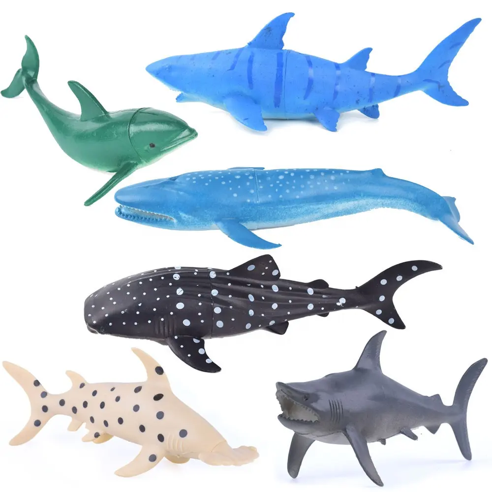 Vendita calda solido Del Pvc Del Vinile di Plastica Sea Marine di Vita Animale 3D Figura Modello IN PVC Squalo Balena Giocattoli