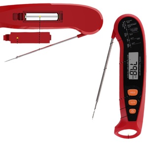 Складной цифровой пластиковый водонепроницаемый термометр для духовки и барбекю высокотемпературный ЖК-дисплей Кухонный Термометр - Product Image 1