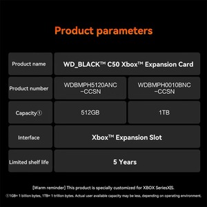 C50สีดำแบบตะวันตก512GB Solid State Drive เมมโมรี่การ์ดขยายหน่วยความจำสำหรับ PC Series X S Resume - Product Image 3