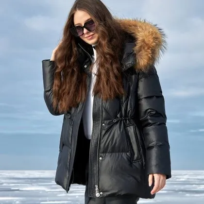 2023 nuevo diseño al por mayor mujeres personalizadas parka con piel más tamaño burbuja ganso abajo acolchado abrigos de invierno chaquetas