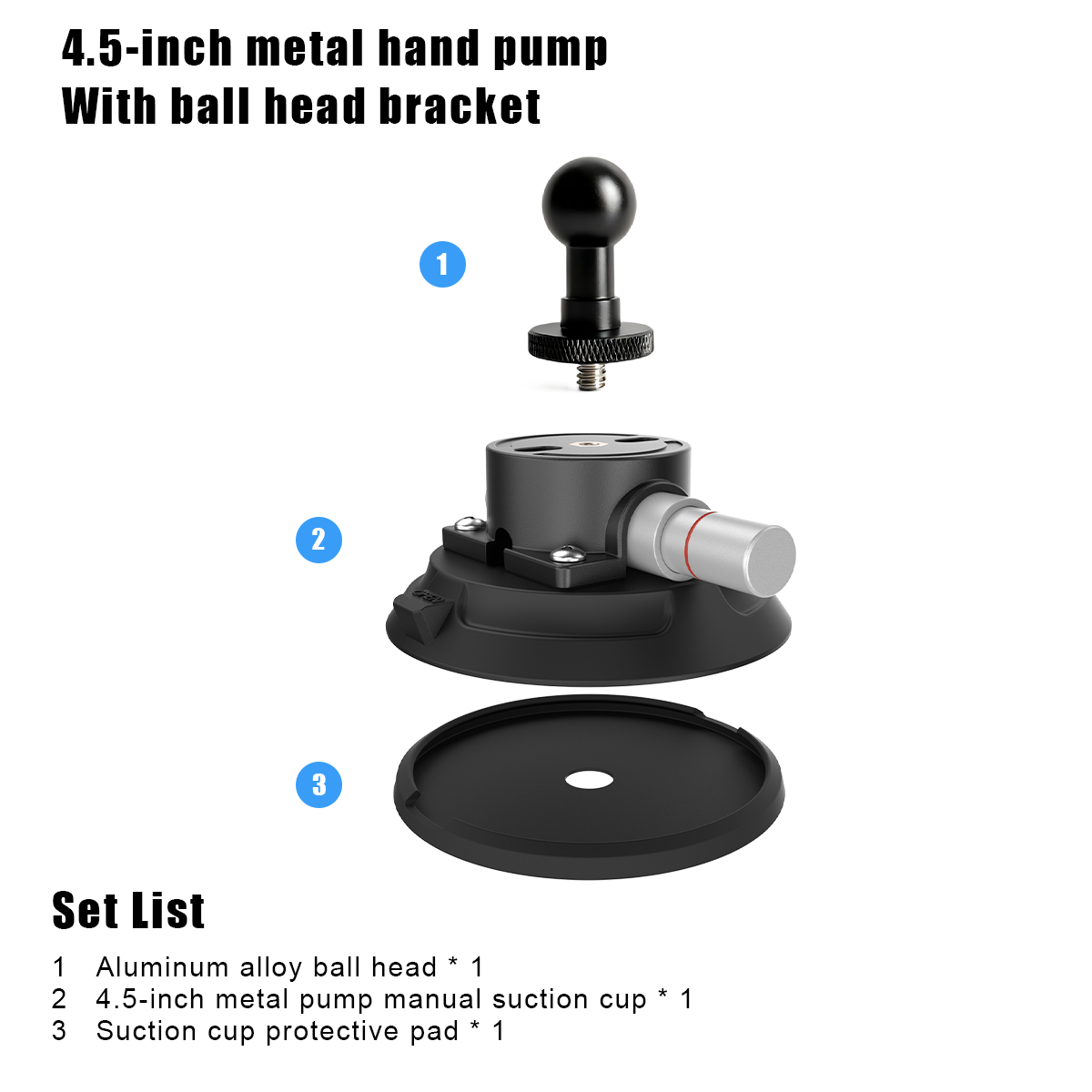 4.5-inch suction cup + metal handle + ball head kit
