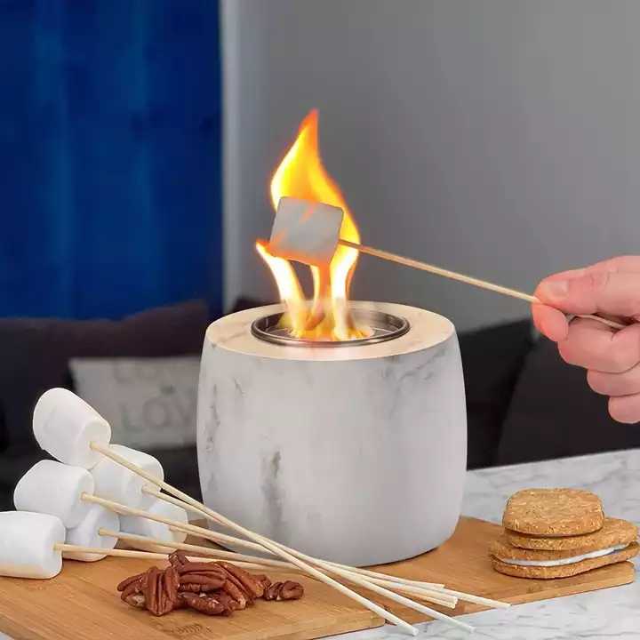 SUNBOW Bioethanol Tabletop Fireplace Garden Table Top Fire Pit Bowl Concrete Mini Smokeless Tabletop Ethanol Fire Pit for Patio