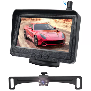 Awintech soporte para matrícula cámara de visión trasera inalámbrica con Monitor HD de 5 pulgadas sistema de cámara de marcha atrás para coches camiones remolques - Product Image 1