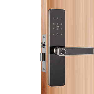 Elektrische Karte Keyless Entry Front Tastatur Holz Anti-Diebstahl-Passwort APP Smart Biometric Code TT Finger abdruck Türschloss - Product Image 1