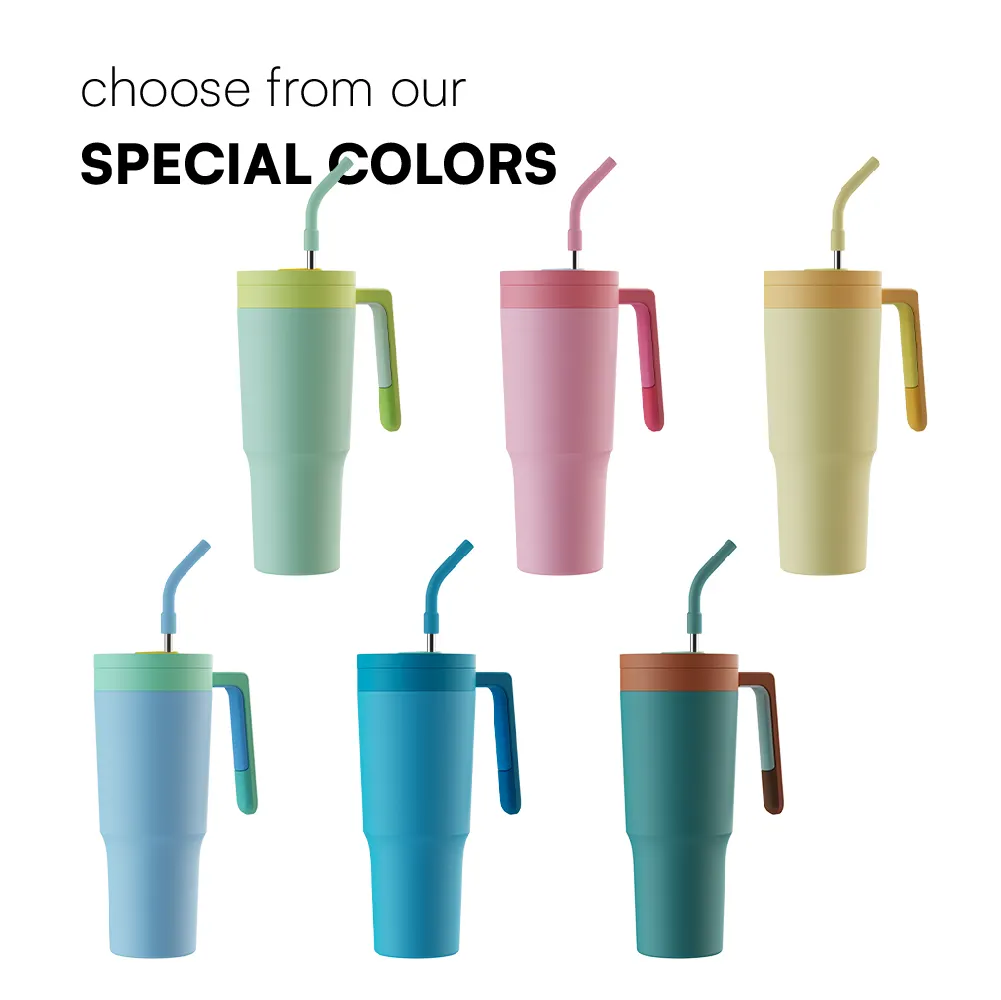 40oz Stainless Steel Double Walled Vacuum Insulated Tumbler Powder Coated with Bright Colors
