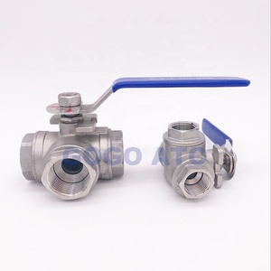 GOGOATC Stainless Steel Switch Ball <strong>Valve</strong> <strong>1</strong>/<strong>2</strong> &quot; Inch BSP Female DN15 SS304 L Type <strong>T</strong> Flow 3 Way <strong>Water</strong> Ball <strong>Valve</strong> - Product Image 3