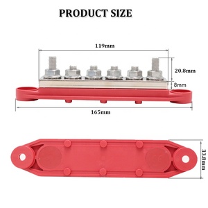 Surface Mounting 48 VDC 400A Battery Copper <strong>Busbar</strong> 6 Way 5/16&quot; Post(M8) Connector Power Distribution Block With Cover&amp;Nuts - Product Image 2