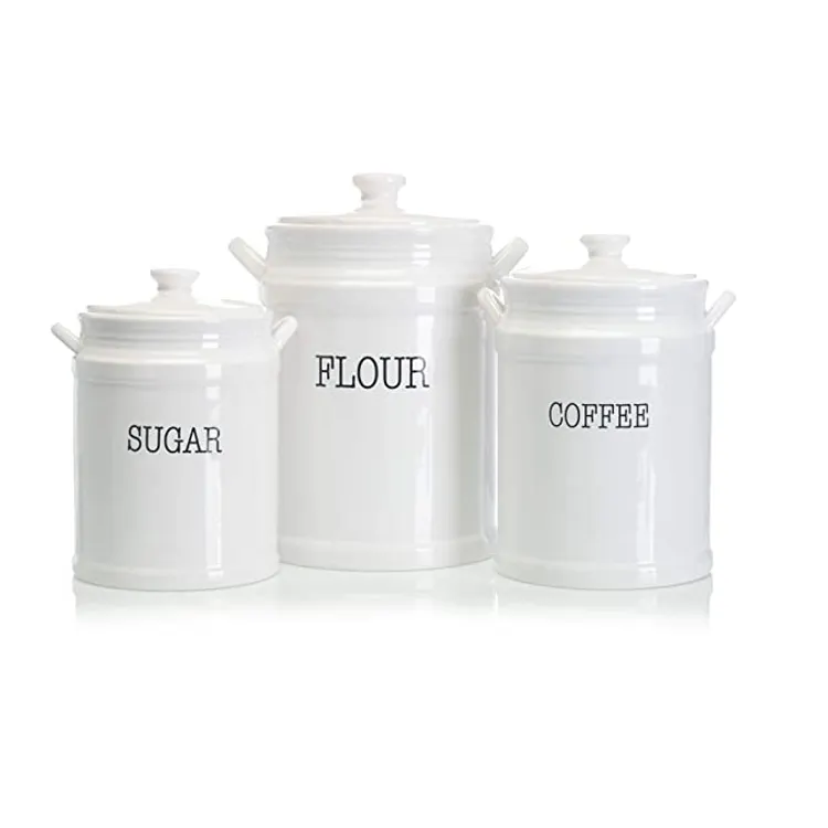 Bianco casa di stoccaggio scatola metallica custom design da cucina in ceramica vaso