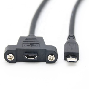 免费样品定制微型 usb 男对微型 usb 女面板安装数据充电延长电缆与锁定螺丝