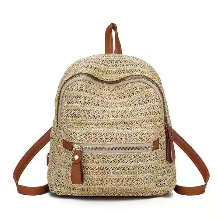 Latest Design Handmade Straw Bag Beautiful Outdoor Backpack Trendy Backpack for Girls