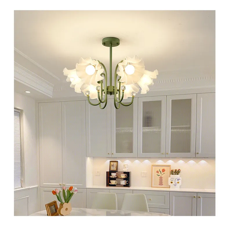 2023, nuevo diseño, LED lámparas colgantes, luminaria de suspensión para sala de estar, restaurante, iluminación del hogar, lámpara colgante de flores de cristal moderna