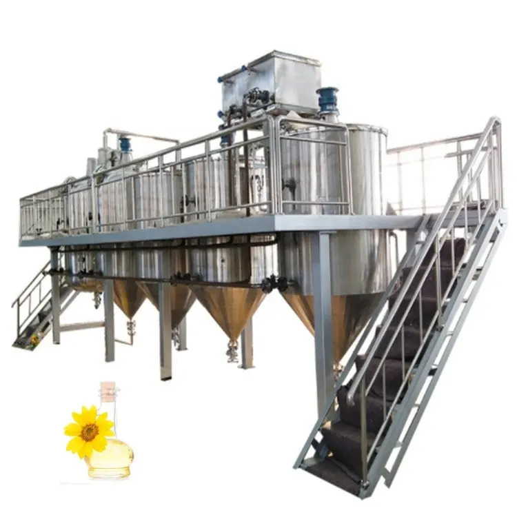 Plantaardige Olie Raffinage Machines Mosterd Zonnebloem Pinda Palm Pit Soja Olie Raffinage Machine
