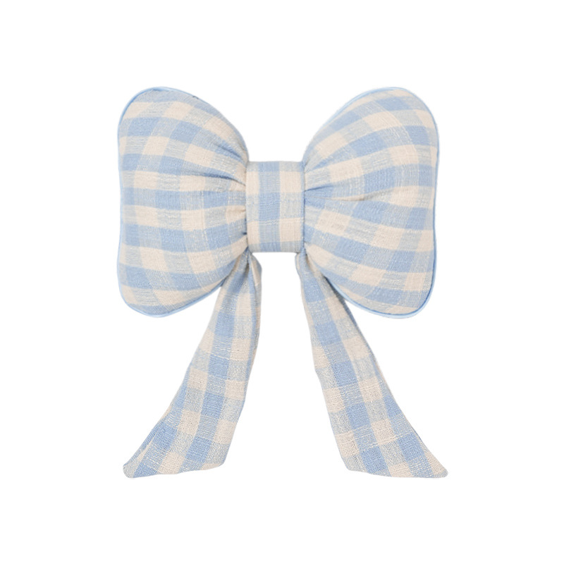 Blue checkered bow ribbon headrest