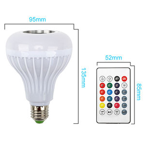 Akıllı E27 RGB Bluetooth hoparlör LED ampul ışık 12W müzik çalma kısılabilir kablosuz Led lamba 24 tuşları uzaktan kumanda - Product Image 6