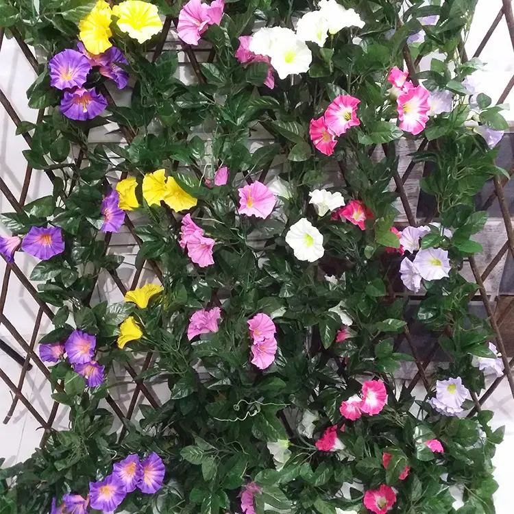Flor artificial de seda para colgar en la pared, enredaderas, flor púrpura de glicina, flor de la morning glory, 2,2 M
