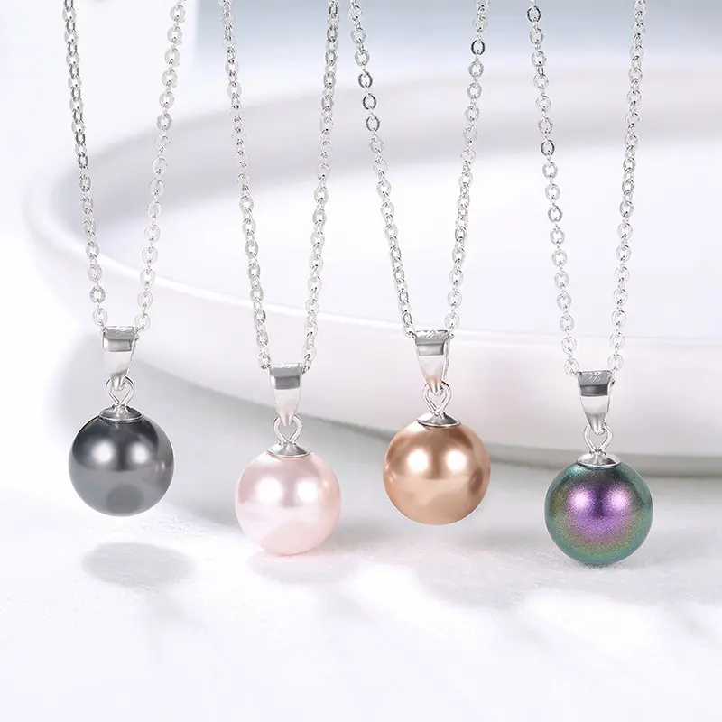 Collar con colgante de perlas de agua dulce, moderno, plata 925
