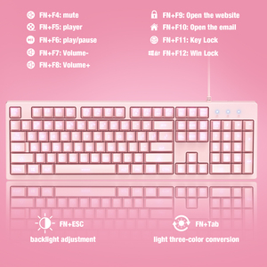 Onikuma-teclado y ratón para videojuegos G25 + Cw905, conjunto de teclado y ratón para ordenador con cable y retroiluminación LED, color rosa, 104 teclas - Product Image 4
