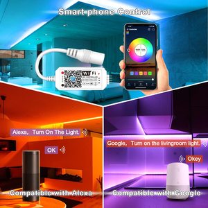 Esann DC5-24V мини красочные мобильное приложение Контролируемая Магия Homw светодиодные ленты контроллер Wi-Fi таймер с 24key пульт дистанционного управления - Product Image 4