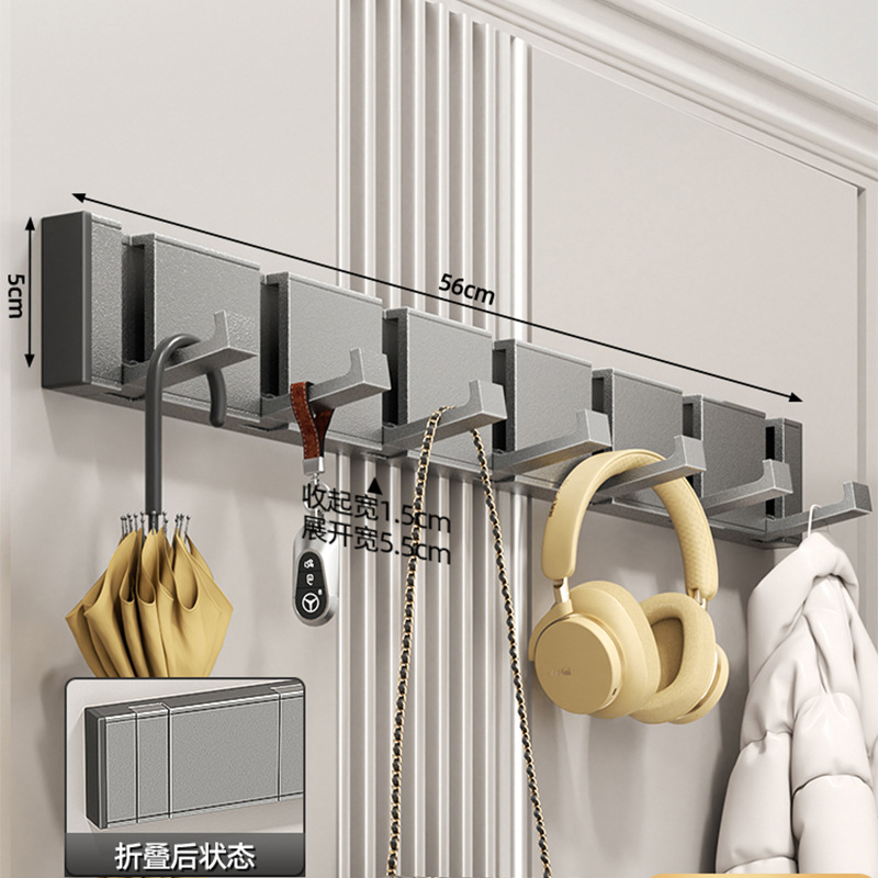 Aluminum Folding Concealed Hook Set - Gunmetal Gray 8 Hooks