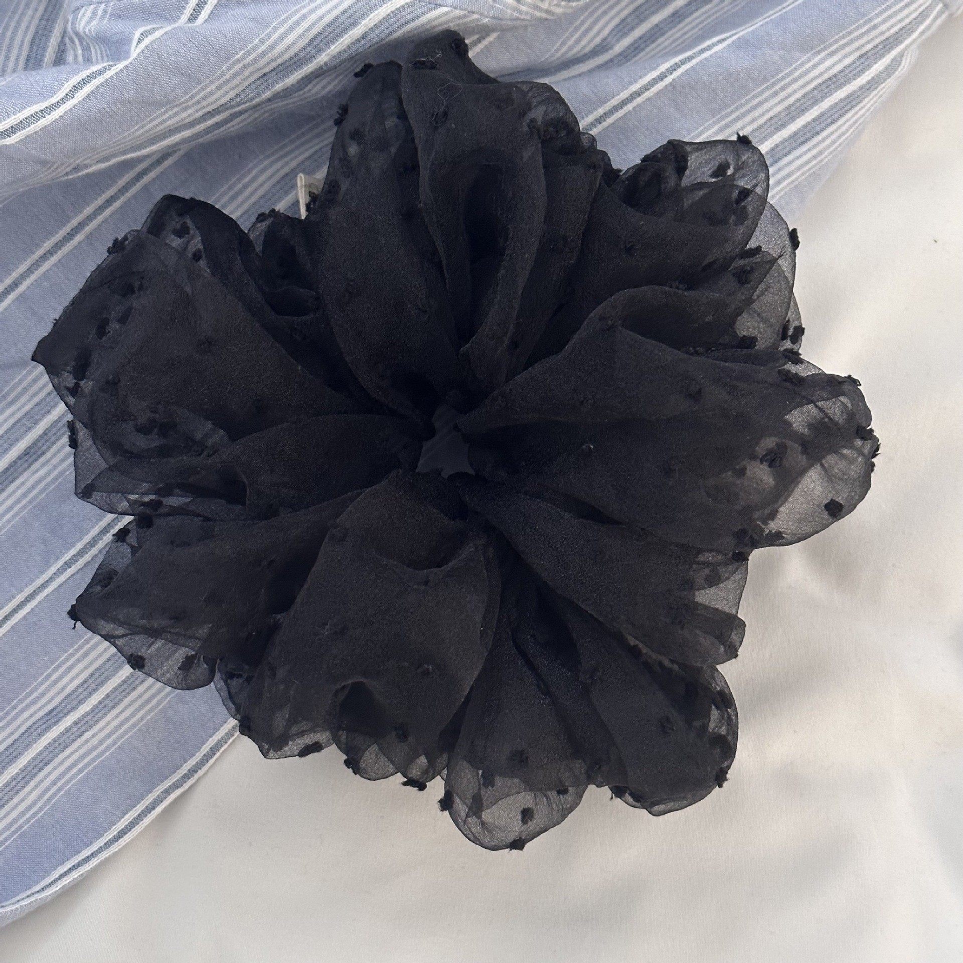 4613 Noir - Élastique à cheveux à pois