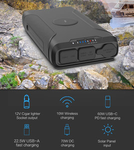 High Capacity 72000mAh Battery Pack PD 60W Portable Power Bank for Laptop Camping 10W <strong>Wireless</strong> Chargeable Battery OEM Acceptable