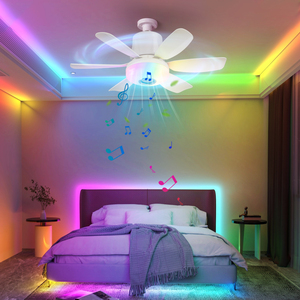 Ventilador LED Luces Decoración Diseñador Altavoz Temporización moderna Luces inteligentes para el hogar Control remoto Bldc RGB Música Led Ventilador de techo con luz - Product Image 3