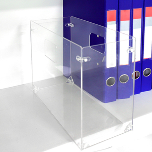 Caja organizadora de archivos colgantes, organizador de carpetas de archivos acrílicos para carpetas de tamaño carta caja de soporte de archivos portátil con asas - Product Image 1