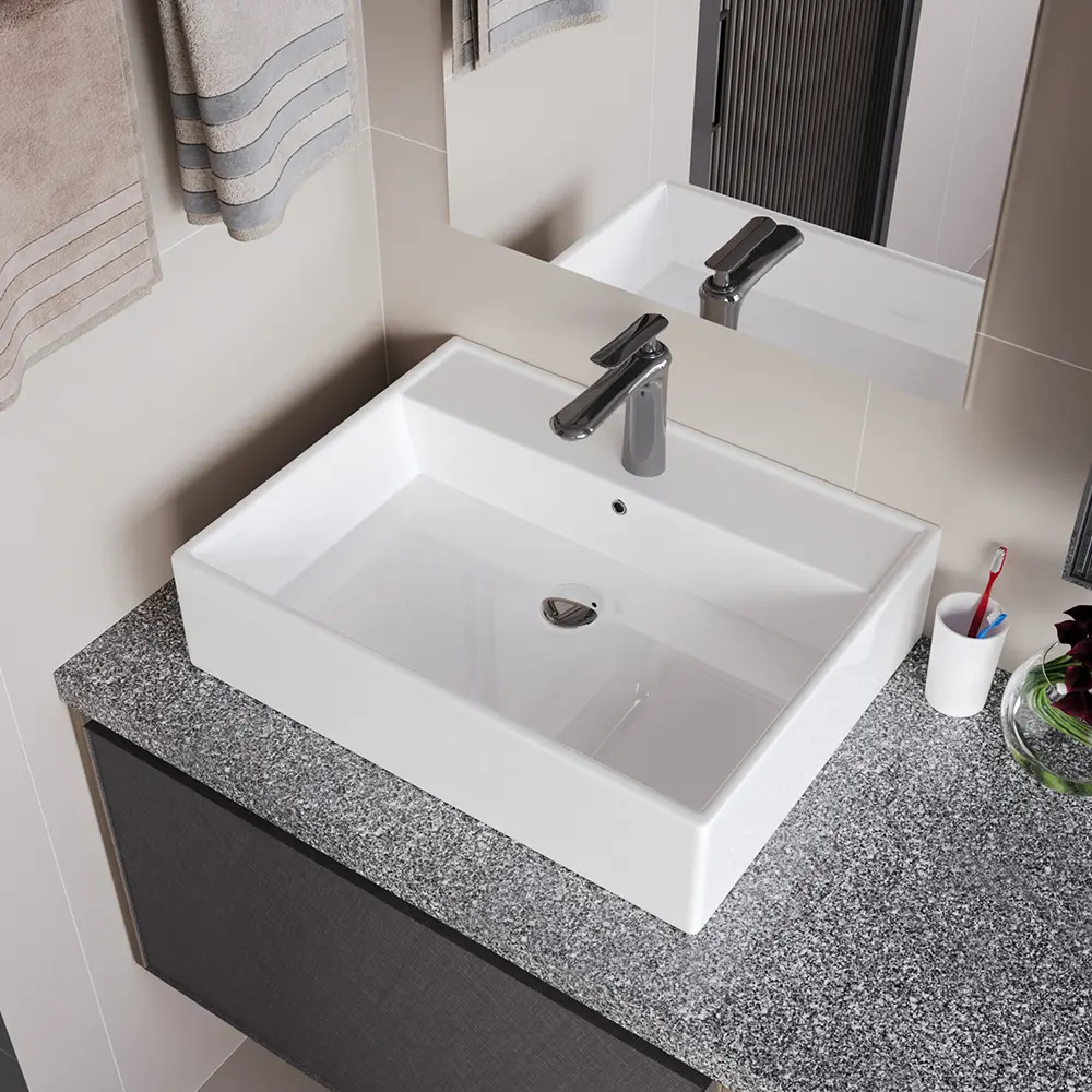Modernes Deep Basin Counter top Wash Hand waschbecken Rechteckiges weißes Badezimmer Keramik CUPC Art Basin