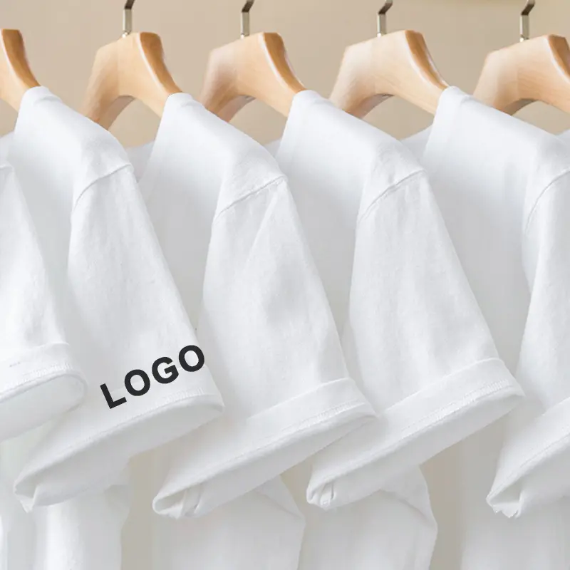 2024 camisetas con logotipo personalizado dropshipping cuello redondo 100% algodón camiseta de peso pesado camiseta con logotipo personalizado