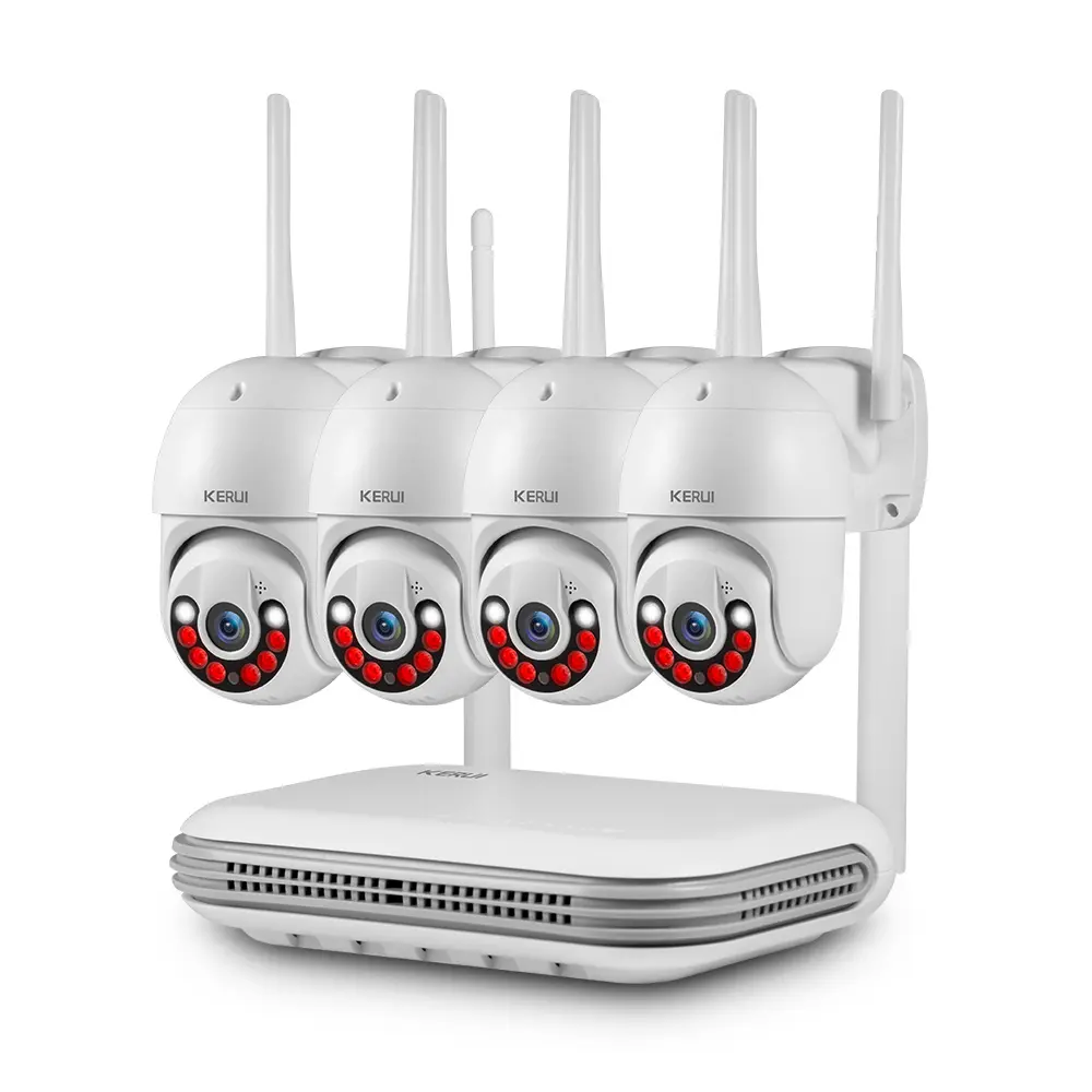 מערכת מצלמות אבטחה אלחוטיות KERUI 4MP Wifi 8 ערוצים NVR IP מצלמת מיני מערכת מצלמות רשת למעקב ביתי