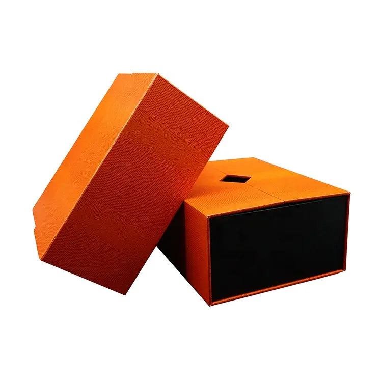 Handgemachte Orange Schublade Luxus Box Elegante Papier verpackungs boxen für Juwelen Verschiedene Größen Benutzer definierte Geschenk papier boxen