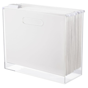 Caja de archivo de acrílico transparente delgada con asas Caja de archivo de escritorio para trabajo en casa Oficina Escritorio Archivo Documentos Almacenamiento - Product Image 2