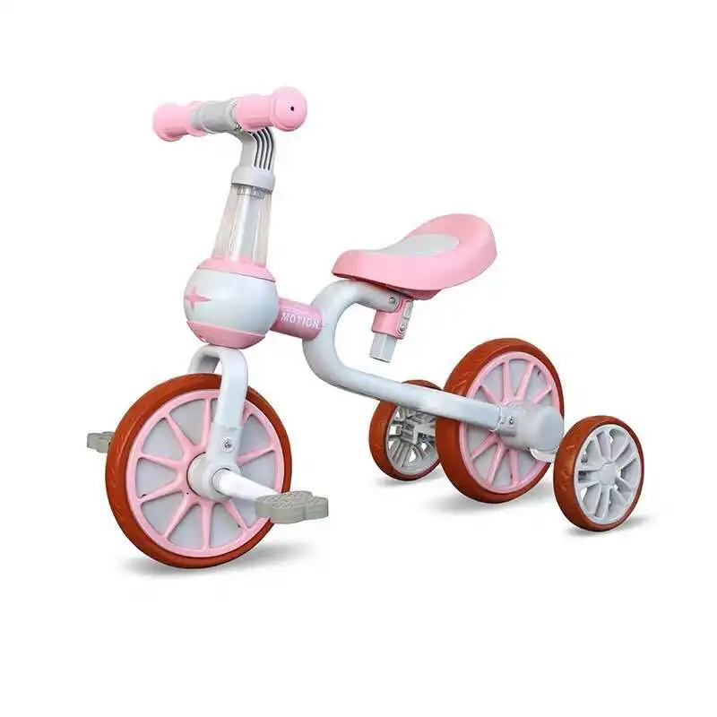 Hadiah sepeda roda tiga anak-anak, dengan Pedal dan roda latihan dapat dilepas, mainan berkendara sepeda keseimbangan bayi untuk anak laki-laki dan perempuan