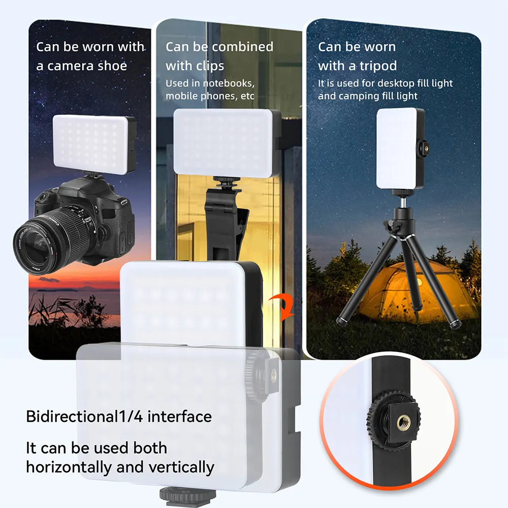 Rechargeable Led Light For Cell Phone Camera Flash Light Led Buit-in Video Conference Pocket Vlog Live Light