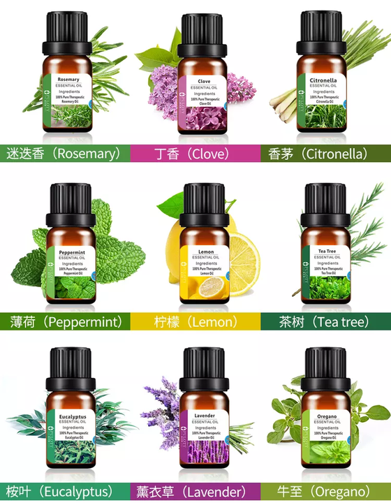Aceites difusores orgánicos de 10ml, juego de regalo de masaje aromático puro 100% Natural, aceite sin caja, aceites esenciales