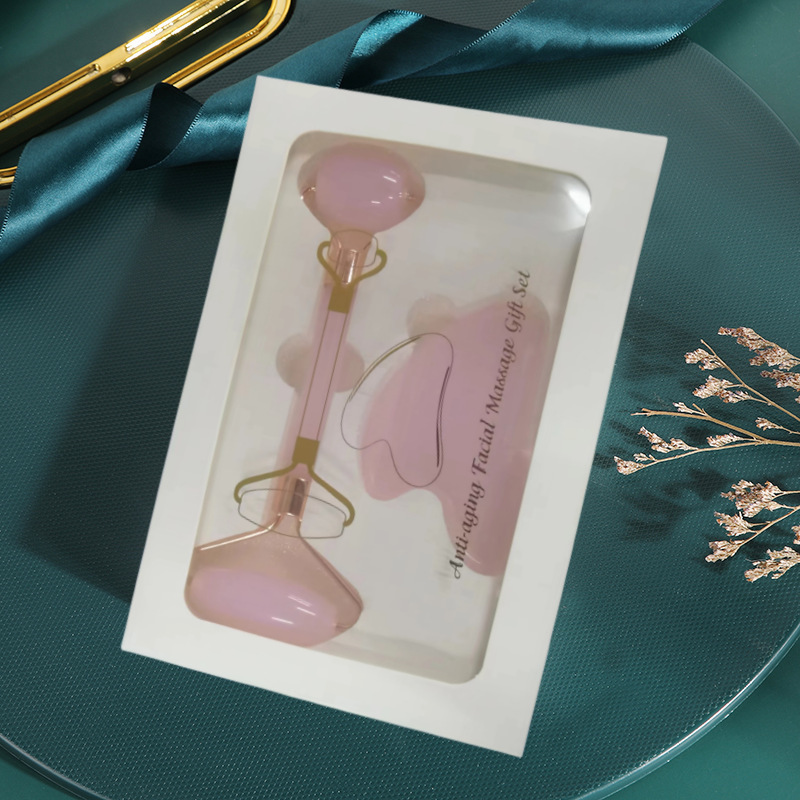 (natural jade) pink double-headed roller scraping board gift box