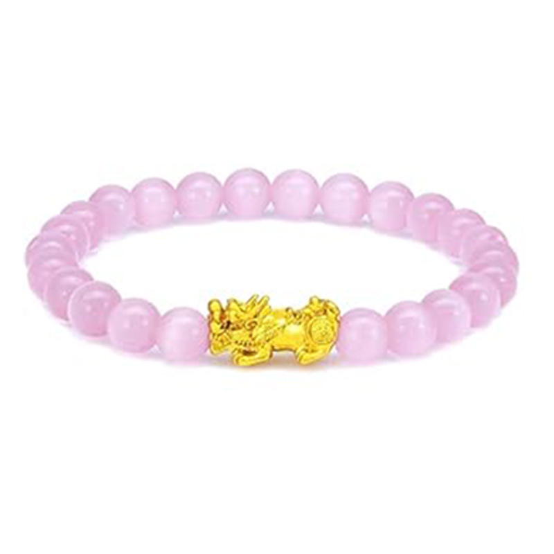 สร้อยข้อมือปี่เซียะตาแมวสีชมพู