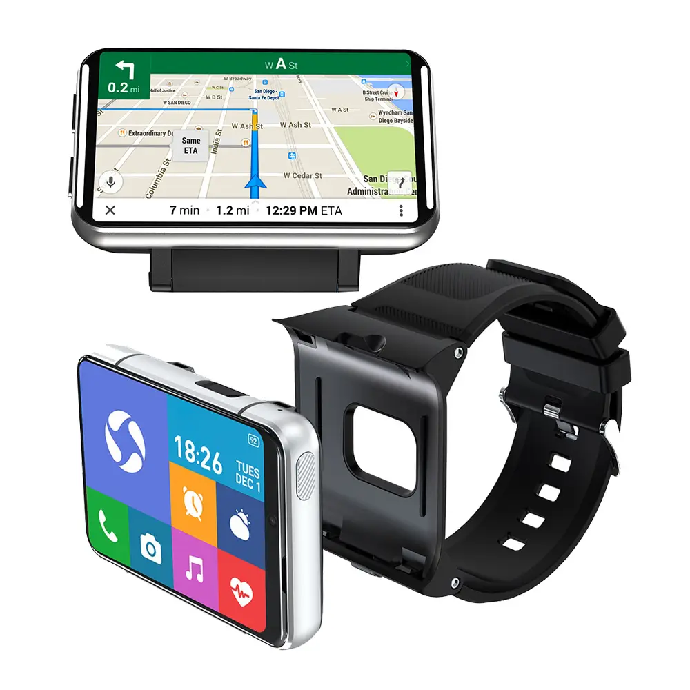 S999 MTK6761 2.88'' HD large touch screen detachable strap long time standby 4G GPS Android smartwatch smart watch