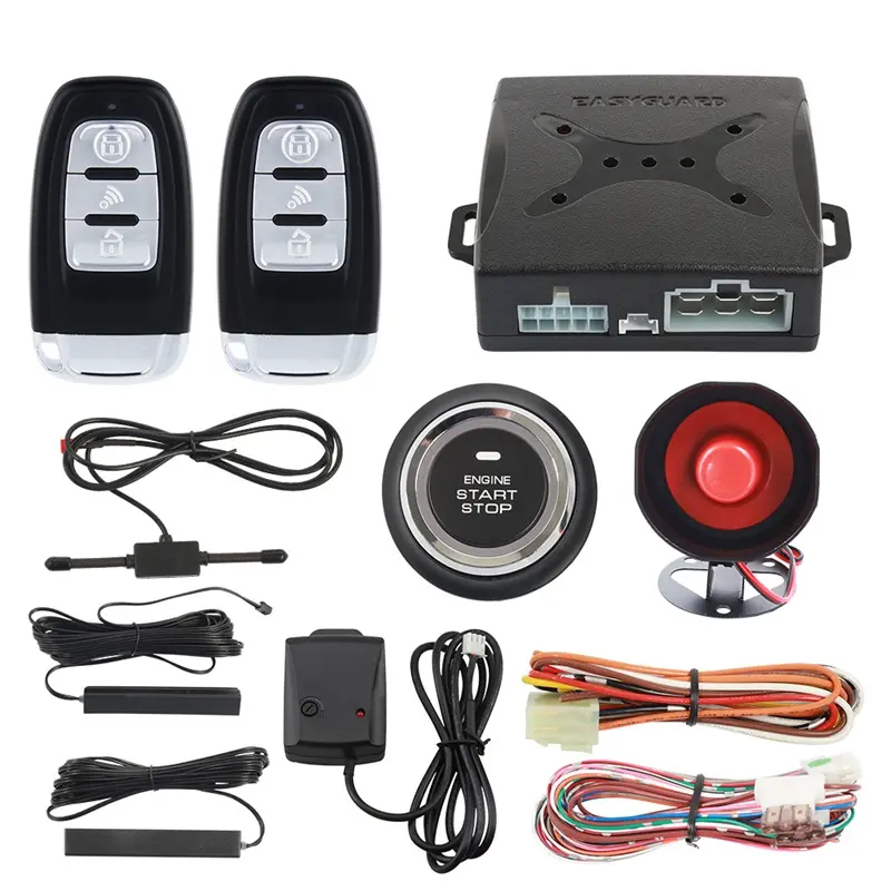 EASYGUARD EC003-NS Push start botão de parada de partida do motor de arranque Remoto keyless entry PKE carro sistema de Alarme de aviso de choque