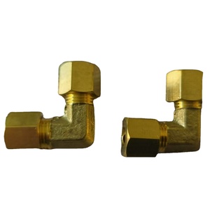 Fit 1/<strong>4</strong>&quot; X 1/<strong>4</strong>&quot; 3/8&quot; X 3/8&quot; 1/2&quot; X 1/2&quot; <strong>Tube</strong> <strong>OD</strong> 90 Degree Elbow Compression Union Brass Pipe Fitting Connector - Product Image 1