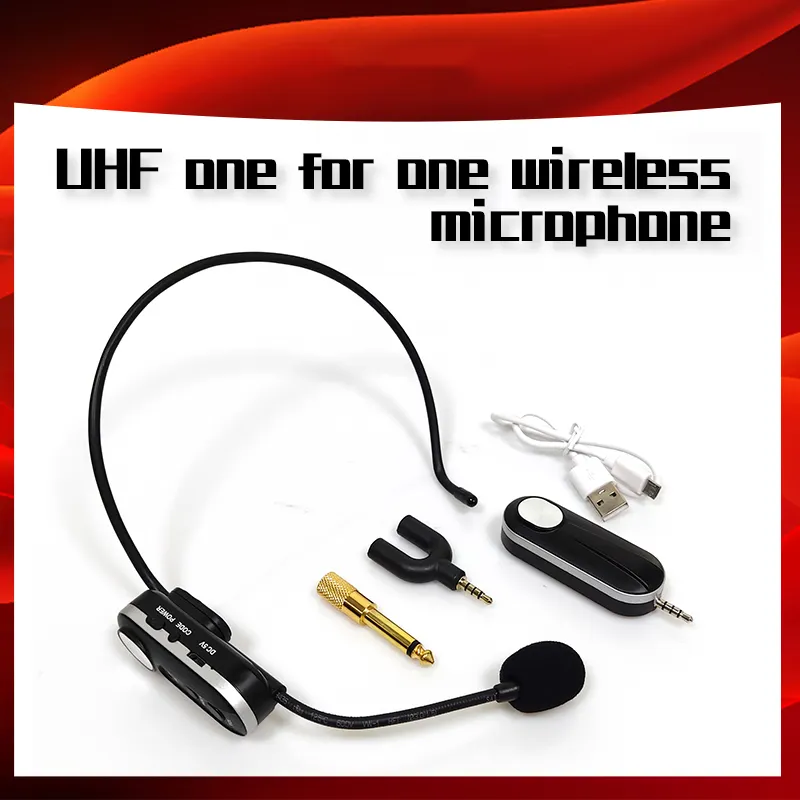 Cabeça sem fio Mic Sistema 2 Em 1 cabeça-montado Microfone Headset UHF Microfone Sem Fio Para Alto-falantes