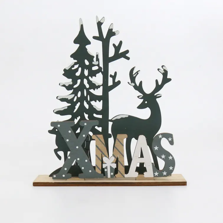 Pafu 3D árbol alces de Navidad mesa de madera decoración Puzzles animados accesorios de bricolaje arte artesanía niños de regalo de Navidad de madera, adornos