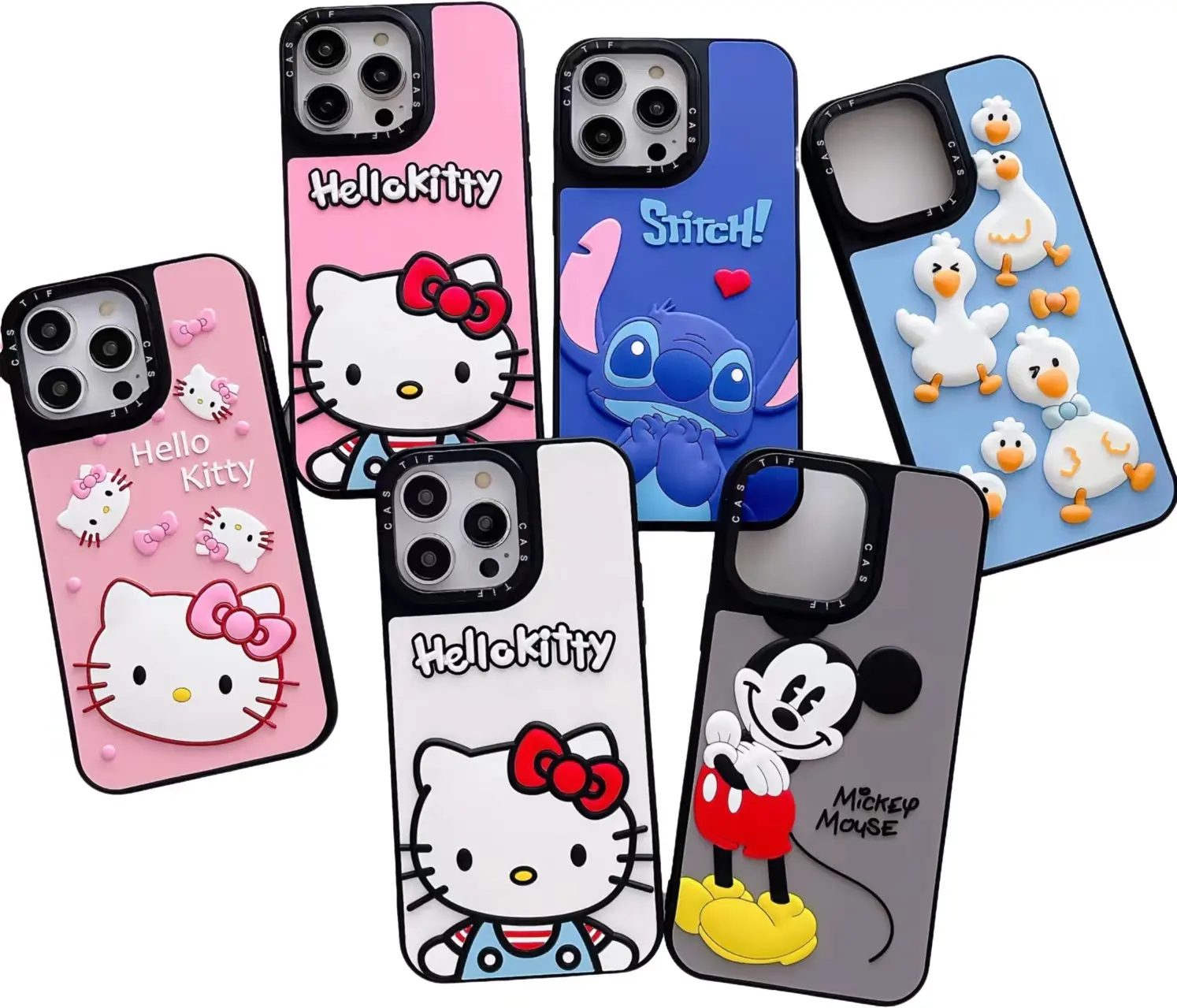 Beliebte 3D-Silicone Mickey Minnie-Casual Cartoon für iPhone 15 14 13 12 11 Handyhülle