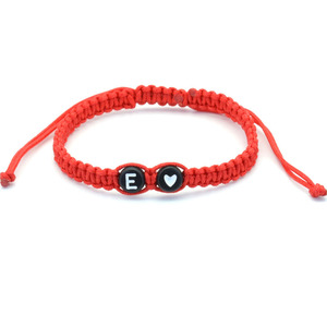 Trendy Flat Knot Woven Initial String Bracelet Adjustable Handmade Ropes Braided A-Z Black Letter Heart Bracelets for <strong>Couples</strong> - Product Image 5