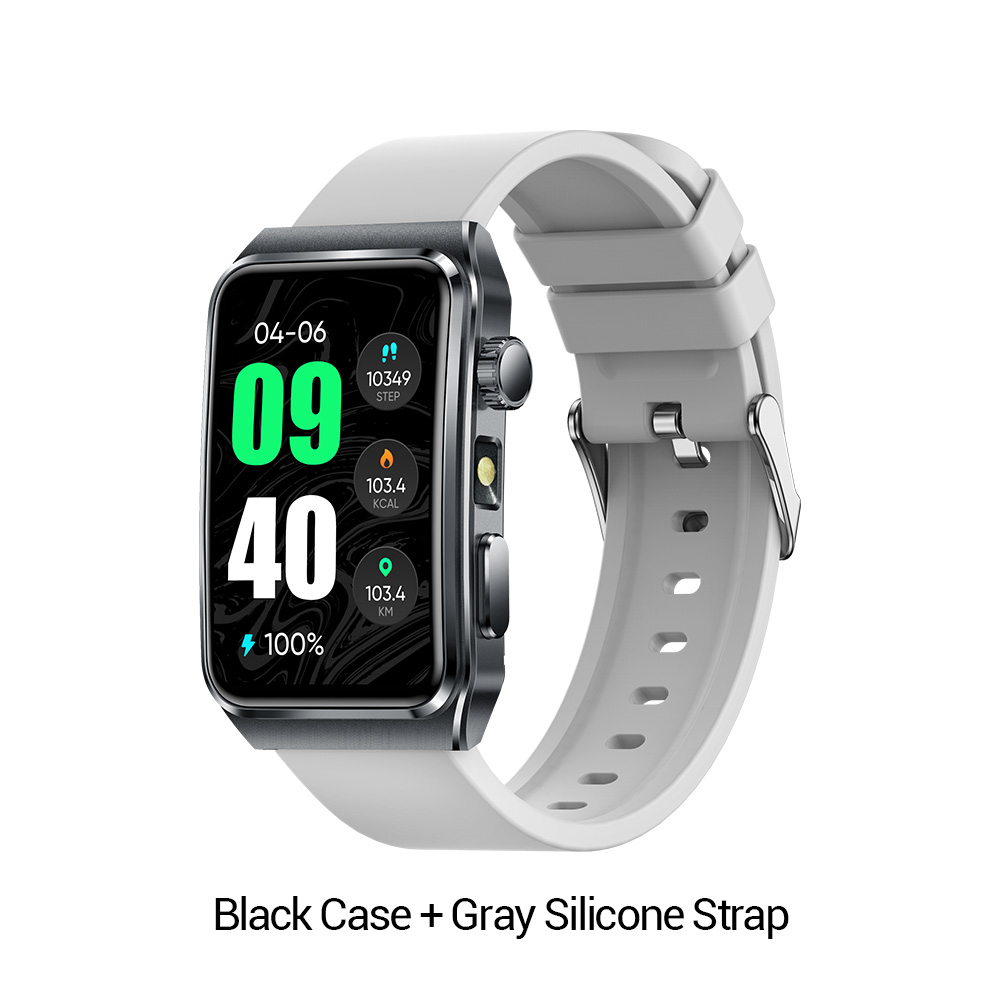 Boîtier noir + bracelet en silicone gris