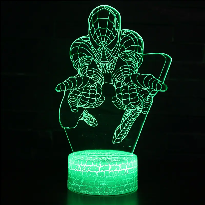 Örümcek adam serisi 3d küçük gece lambası uzaktan kumanda yaratıcı plug-in renkli led dokunmatik KT-C masa lambası