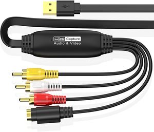 USB 2.0 VHS至数字转换器RCA至USB视频和音频采集卡Hi8 DVD录像机4k分辨率数字录像机交流接口 - Product Image 1